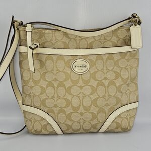 Coach Signature Peyton File Shoulder/Crossbody Bag Tan Cream #F18926